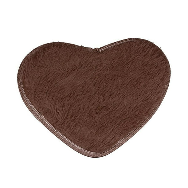 BRIGHTFUFU Alfombra de piso antideslizante con forma de corazón dulce Alfombras antideslizantes Alfombra para dormitorio Comedor 30 x 40 cm (Café)