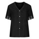 thumbnail image 4 of Camiseta informal de verano para mujer, jersey con escote en V y retazos de encaje, blusa, Tops de manga corta Fridja  hjk5950, 4 of 8