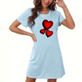 thumbnail image 1 of Camisón corto de San Valentín para mujer, talla grande, estampado en el pecho, cuello redondo, manga corta, 1 of 3
