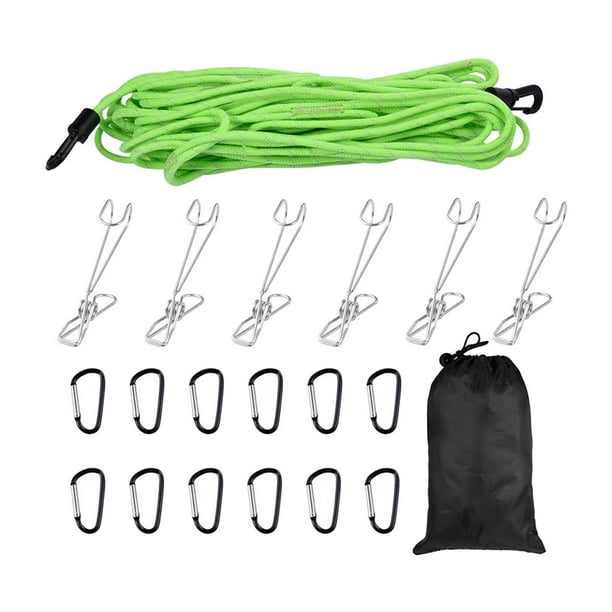 Luzkey Campsite Storage Strap, Adjustable Camping Lanyard Rope With 12 Pcs Buckles & 6 Pcs Clothes Pins For Hanging Outdoor Camping Gear And Equipment