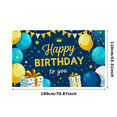 thumbnail image 2 of Blue Themed Happy Birthday Banner with Balloons Gifts Crown and Stars Party Decoration Background for Birthday Party Photography Props Photo Booth Backdrop Decors, 2 of 7