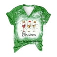 thumbnail image 2 of DailyTrove Women's Christmas Wine Glass Print V-Neck Short Sleeve T-Shirt - Multi-Color Options, Festival & Casual Daily Outerwear, 2 of 6