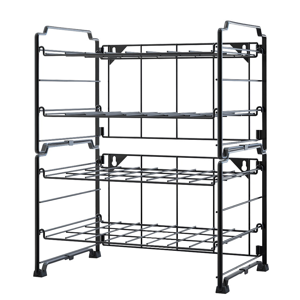 Adjustable Water Bottle Organizer Holder, 2 Tier (2 Pack) Stackable