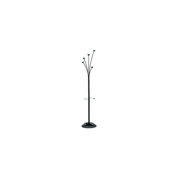 Alba Festival Coat Stand - 5 Pegs - 74" Height - for Garment - Black - 1 Each