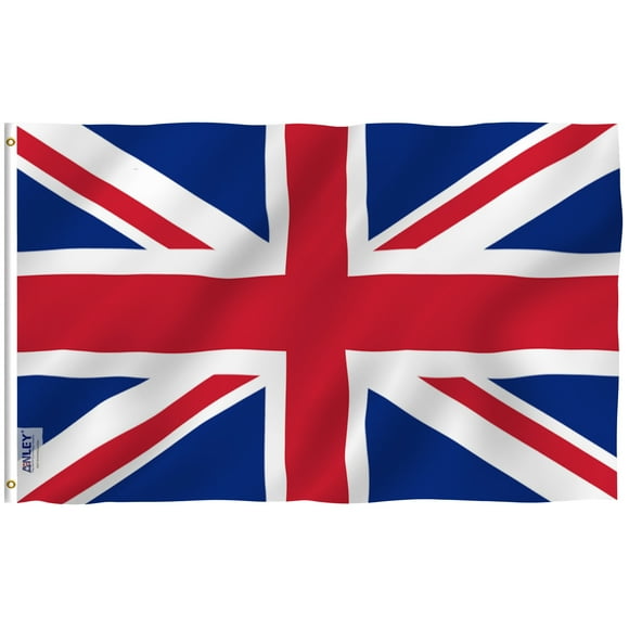 Anley Fly Breeze 3x5 Foot United Kingdom UK Flag - Vivid Color and UV Fade Resistant - Canvas Header and Double Stitched - British National Flags Polyester with Brass Grommets 3 X 5 Ft
