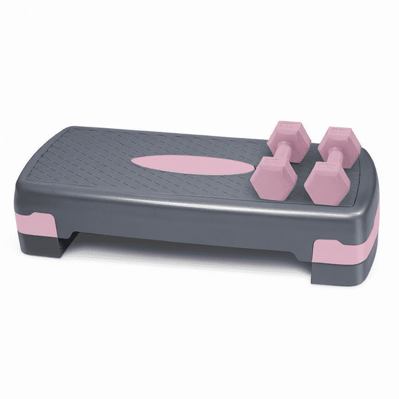 Adjustable Height Aerobic Stepper Set with Dumbbells & Measuring Tape – 2-Level Platform, Non-Slip Design, 3 Colors