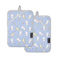 thumbnail image 7 of Yayeee Pot Holders Kitchen Heat Resistant with Pockets 7"x9.8" Cotton Oven Cooking Hot Pads, Blue Cartoon Rabbit Pattern, 7 of 7