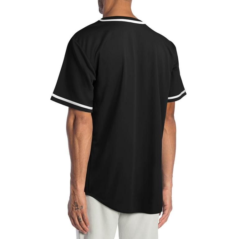Ma Croix Mens Baseball Jersey Stripe T Shirts Plain Button Down