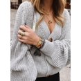 thumbnail image 5 of LOVE DOCK Women Knitted LOVE DOCK Sweater Fashion Autumn Long Sleeve Loose Coat Casual Button Thick V Neck Solid Female Tops 2022, 5 of 5