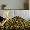 thumbnail image 3 of Yellow Damask Soft Flannel Fleece Throw Blanket, Renaissance Pattern Inspired Wave Shaped Leaves, Cozy Plush for Indoor and Outdoor Use, 50" x 60", Dark Green Yellow, by Ambesonne, 3 of 5