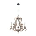 thumbnail image 4 of 5-Light Wooden White Vintage Chandelier, 4 of 10