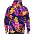 thumbnail image 7 of Pofeuu Purple Flower Print Mens Casual Hooded Collar Drawstring Hoodies Pullover Sweatshirts Casual Long Sleeve Shirts-3X-Large, 7 of 7