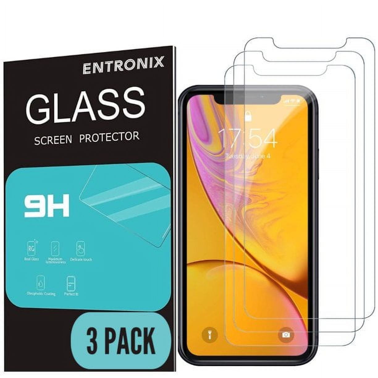 Entronix Screen Protector Compatible with iPhone XR, Clear Tempered Glass, 3-Pack