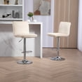 thumbnail image 2 of Swivel Bar Stools Set of 2, Comfy Upholstered Counter Height Bar Chairs with Metal Base and Footrest, Dining Chairs for Kitchen, Dining Room, Bar, Club, Cafe, Ivory, 2 of 9