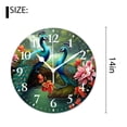 thumbnail image 2 of 14 Inch Wall Clock Battery Operated Silent Clock Decorative for Office, Kitchen, Outdoor, Living Room，Peacock Spa Pattern, 2 of 4