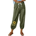 thumbnail image 1 of VEKDONE Womens Linen Long Pants Army Green M, 1 of 6
