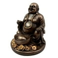 thumbnail image 4 of Atlantic Collectibles Laughing Buddha Zen Monk Of Prosperity Hotei Holding Golden Nugget Lucky Charm Figurine 4.5"H, 4 of 5