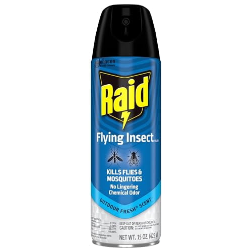 Raid Flying Insect Killer Mosquito and Fly Control No Lingering Chemical Odor Outdoor Fresh Scent 15 Ounce (Pack of 3)