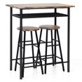 thumbnail image 2 of Patiojoy 3-Piece Bar Table and Chair Set Counter Height Bistro Table with 2 Stools Rectangular 2 Person Dining Set with Shelf, 2 of 10