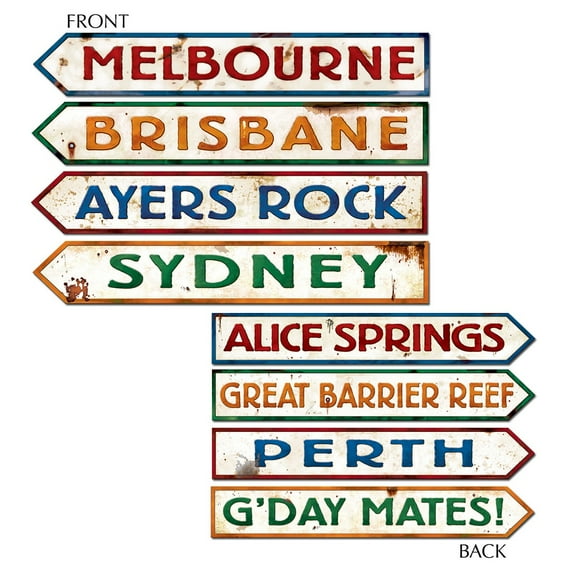 Beistle Club Pack of 48 Red and Green Australian Street Sign Cutout Decorations 23.75"