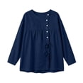 thumbnail image 3 of Klisyaur Womens Crew Neck Shirts Side Button Up Long Sleeve Tunic Tops Casual Loose Comfy Fall Winter Blouses, 3 of 8