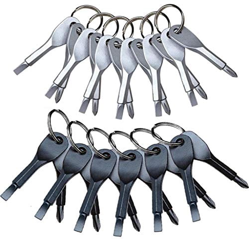 14 Sets Portable Every Day Carry Keys Ring Cross and Slot Type Screwdriver Men's Socks Key Outdoor Multifunction Key Chain Stainless Keychain Pocket Tool Screwdriver Set with Keych