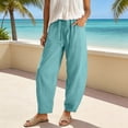 thumbnail image 2 of ibiyuan Dress Pants Women High Elastic Waisted Womens Palazzo Pants Comfy Trousers for Women Drawstring Lounge Pants with Pockets Vacation Outfits, 2 of 6