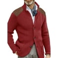 thumbnail image 1 of MAWCLOS Mens Cardigan Sweater Long Sleeve Jacket Button Down Coat Knitted Winter Warm Open Front Outwear Red XL, 1 of 2