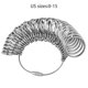 thumbnail image 2 of Herramienta de medición de medidor de anillos, medidor de anillos de metal para tamaño estándar de EE. UU. 0-15, herramienta de medición de dedos para medir joyas - Plata, 2 of 5