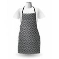 thumbnail image 3 of Dark Grey Apron, Illustration of Drop Like Nested Round Motifs Peacock Feathers Inspired, Unisex Kitchen Bib with Adjustable Neck for Cooking Gardening, Adult Size, Dark Grey and White, by Ambesonne, 3 of 4