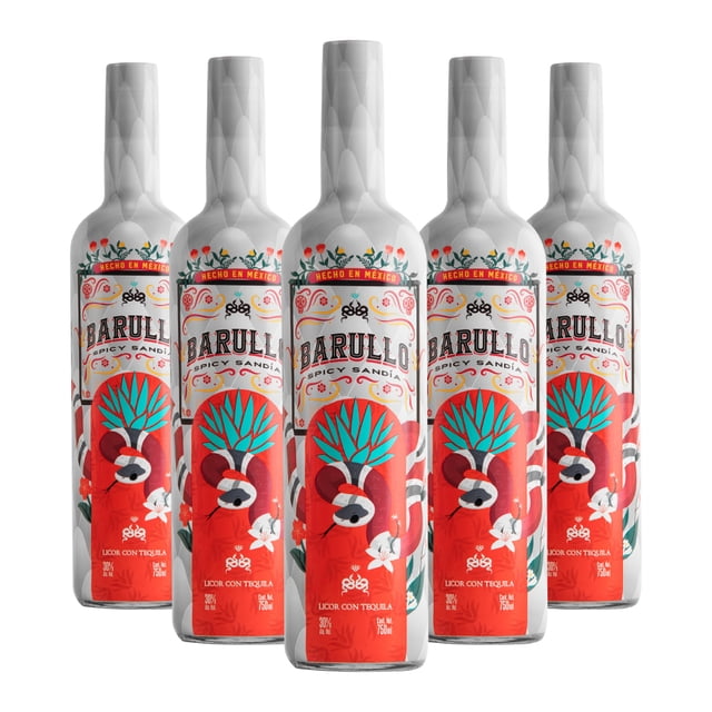 Five Pack Licor con Tequila Barullo Spicy Sandía 750 Ml Barullo Licor con Tequila