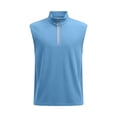 thumbnail image 3 of Mifsaly Mens Sleeveless Shirts Quarter Zip Tank tops Muscle Fit Ribbed Knit Workout Athletic Vests Gym Training Bodybuilding Performance Activewear Light Blue,L, 3 of 4