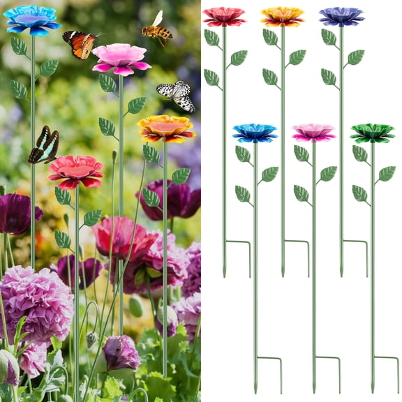 Nrnio 6 Pack Bee Watering Station, Metal Bee Bath, Butterfly Feeder with Flower Design, Outdoor Garden Drinking Station for Pollinators, Yard Patio Decorative Bee Bath Bowl