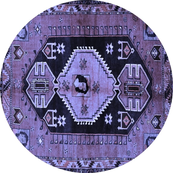 Ahgly Company Machine Washable Indoor Round Persian Blue Traditional Area Rugs, 3' Round