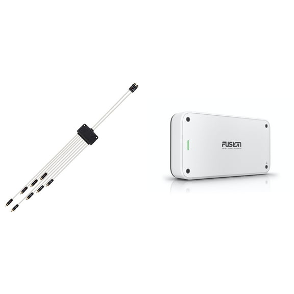 Fusion MS-AP82400 150w per channel RMS @4ohm Apollo 8 Channel Marine Amplifier with Fusion RCA Cable Dual Female To 8-way Male Splitter