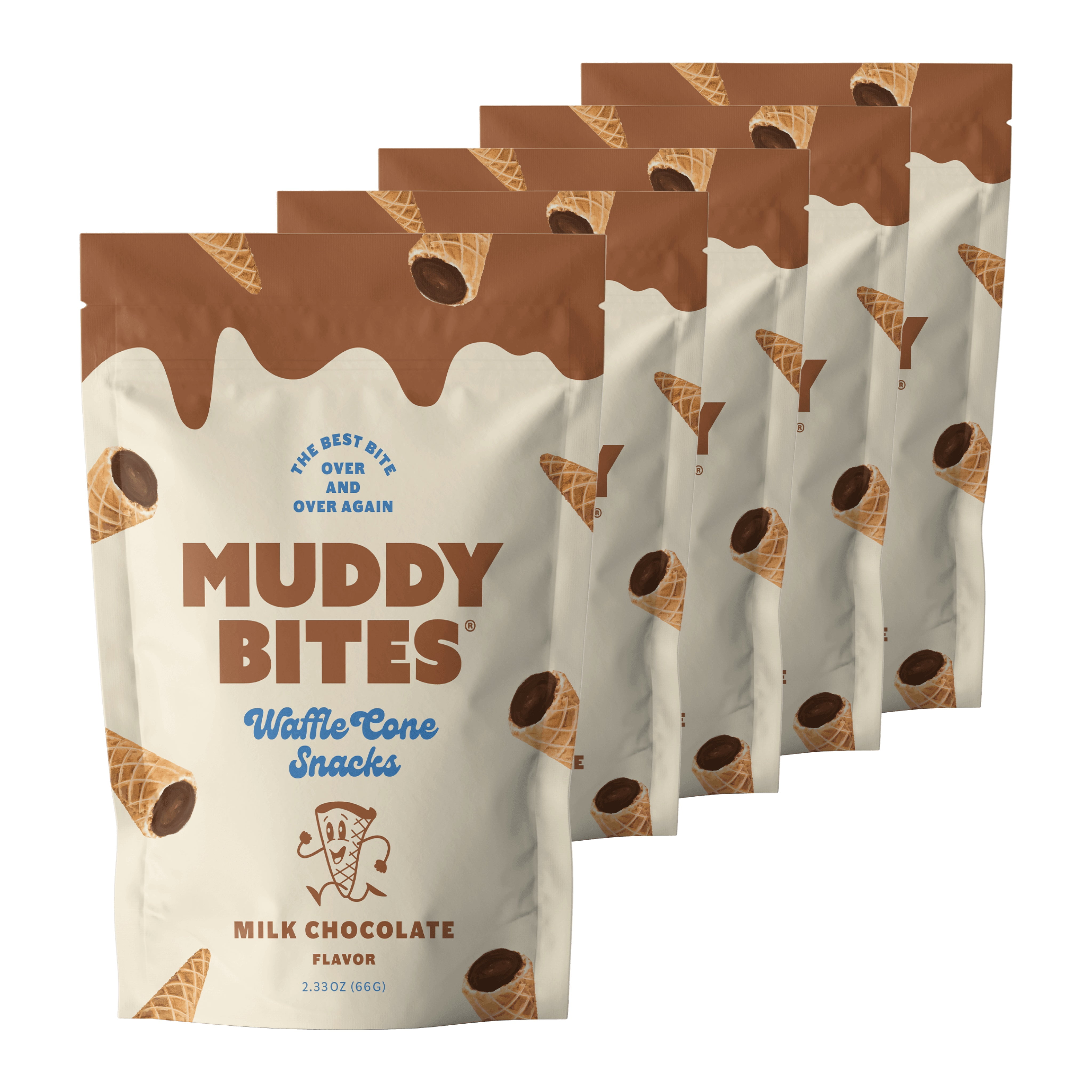 Muddy Bites Chocolate Filled Bite Size Waffle Cone Snack (Milk