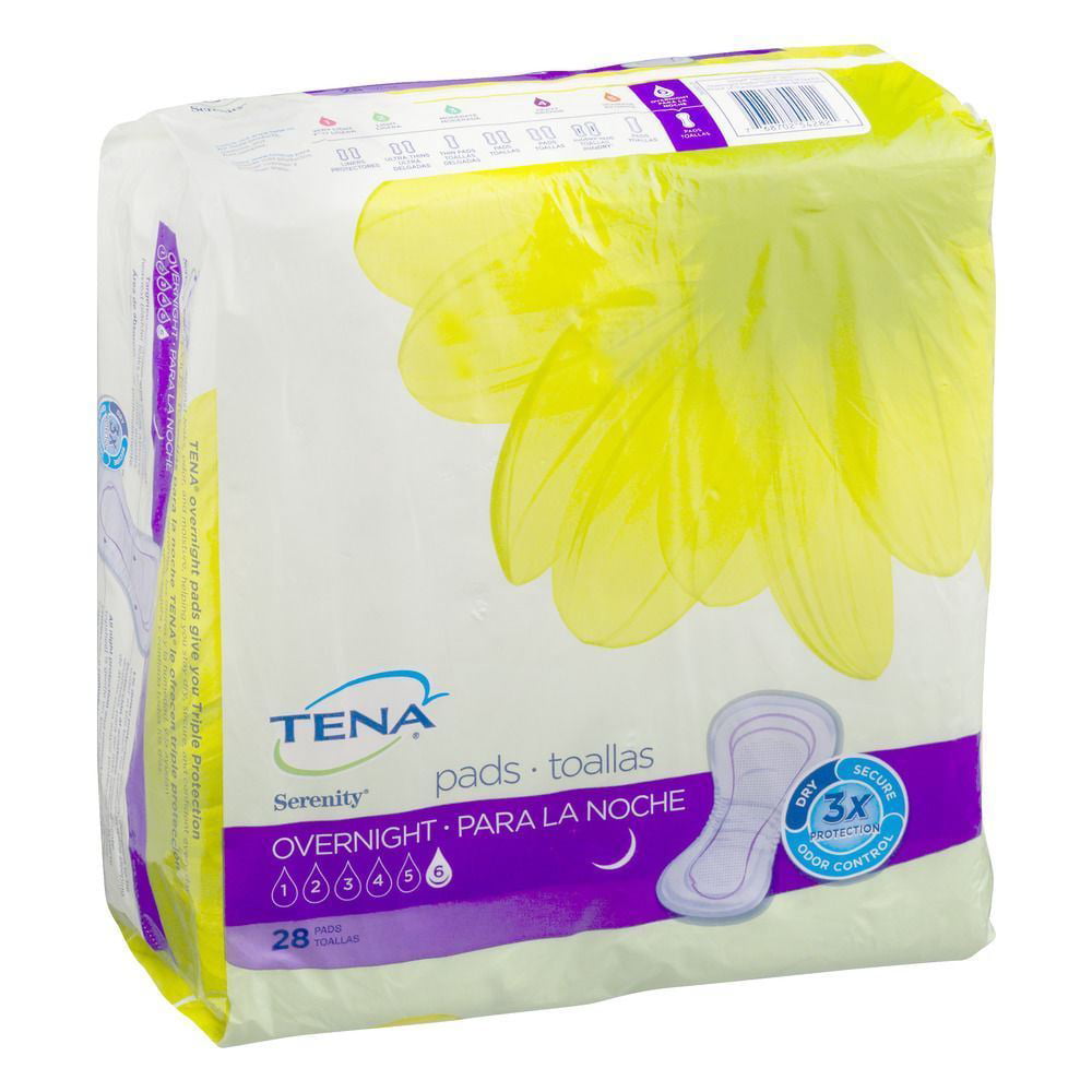 Tena Overnight Incontinence Pads For Woman, Long, 2 Pc/28 ea - Walmart ...