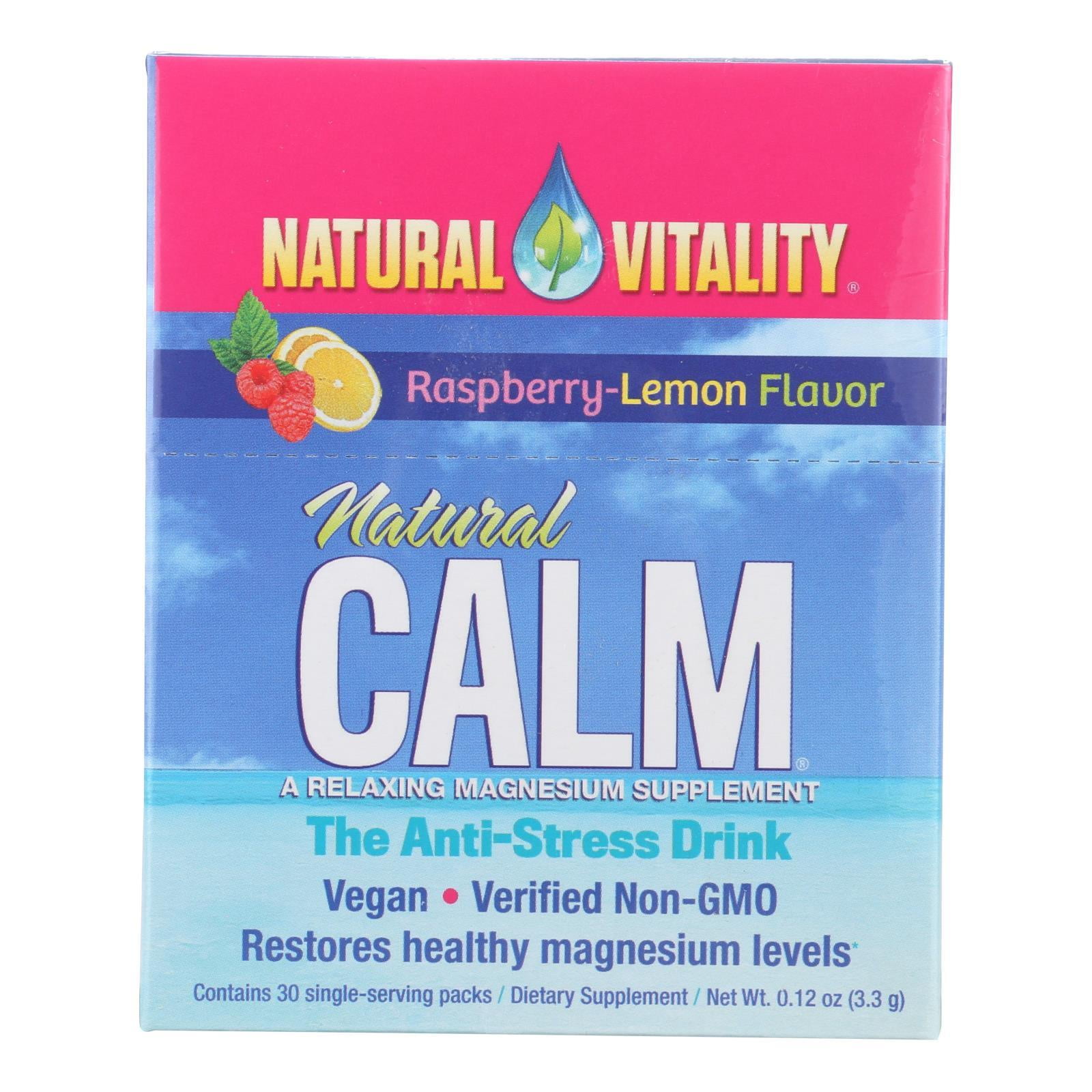 Natural Vitality Raspberry-Lemon Flavor Natural Calm Magnesium Dietary Supplement, 30 count