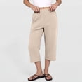 thumbnail image 2 of QATAINLAV Womens Summer Drawstring High Waisted Capri Pants Solid Color Casual Cropped Trousers with Pockets, Khaki, XXL, 2 of 9