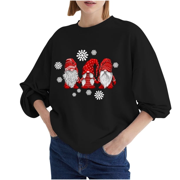 Sudadera Para Mujer, Sudaderas de Otoño, Blusa Holgada de Manga Larga Con Cuello Redondo A La Moda, Camisetas Con Estampado Navideño Odeerbi ODB150885