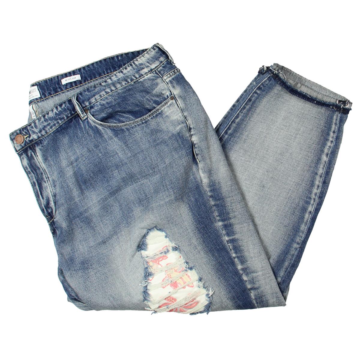 Floral Boyfriend Jeans Blue 
