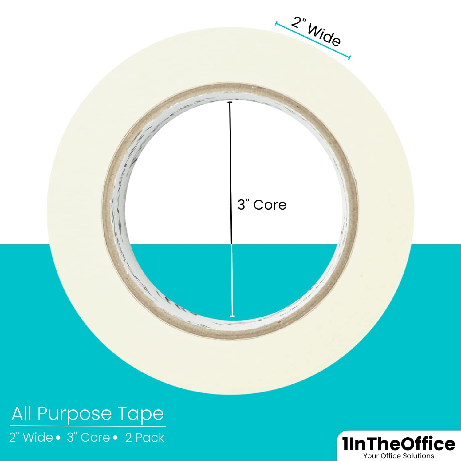 Masking Tape 2 Inch Wide, General Purpose Masking Tape 2 inch x 60.1-Yards, 3" Core, 2/Pack