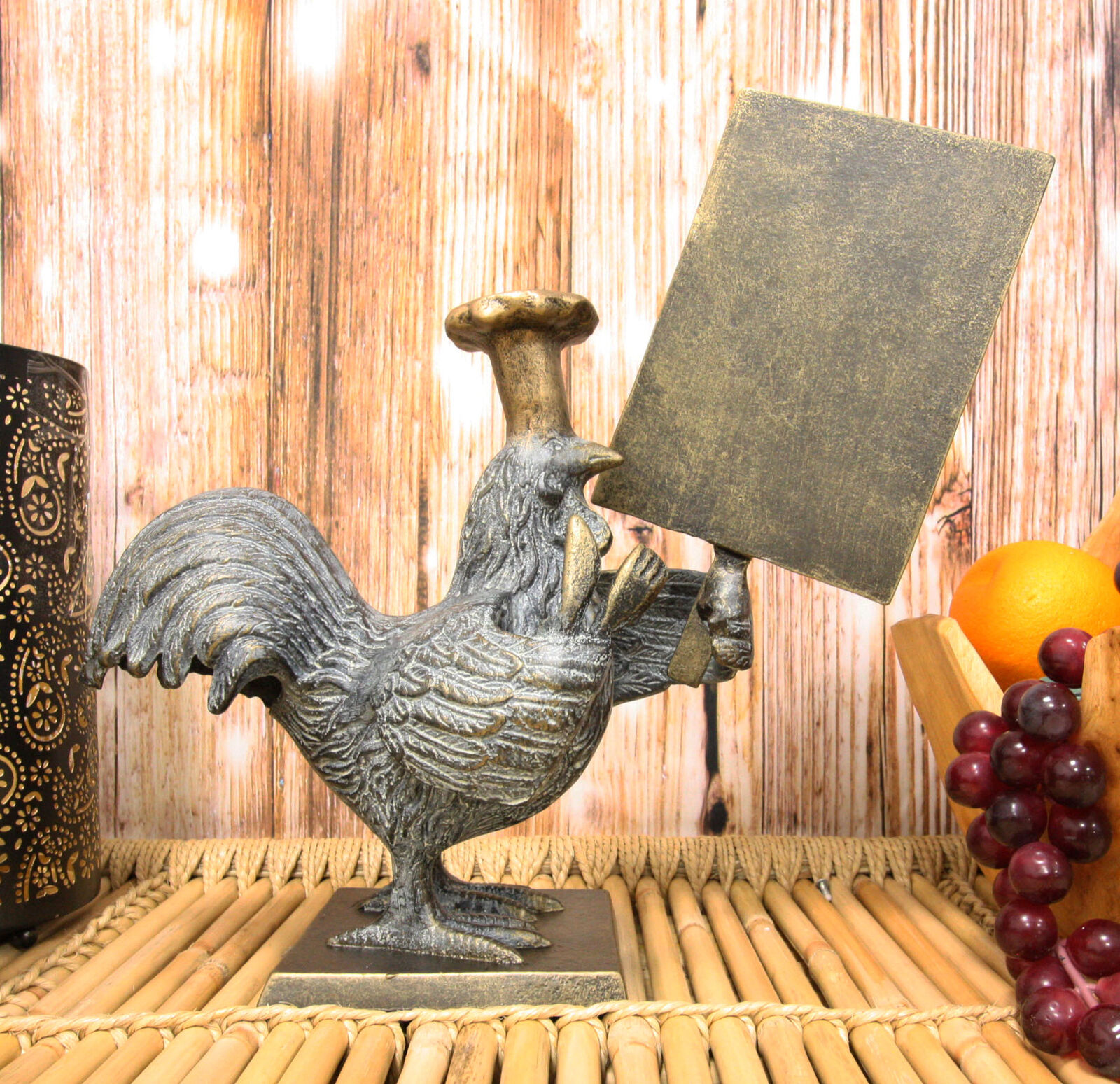 Ebros Rooster with Chef Hat Holding A Menu Board Statue 13.5" Tall Countertop - image 3 of 3