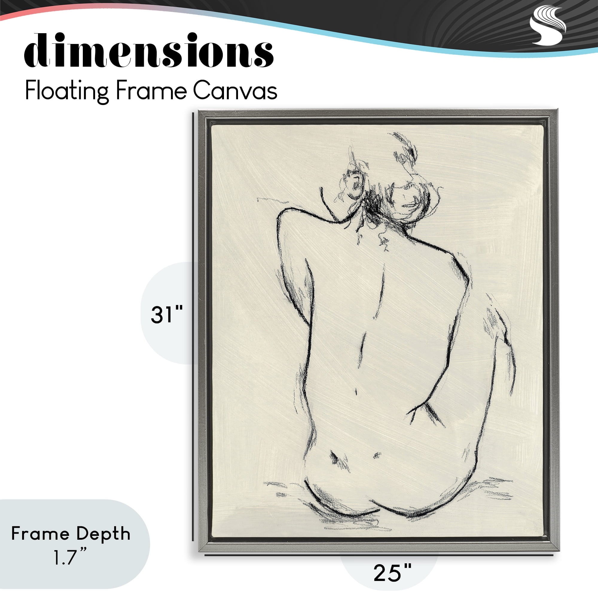 Stupell Industries Nude Sitting Study Gray Framed Floater Canvas Wall Art, design by Chloe Elliot