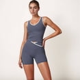 thumbnail image 4 of Women's Contrast Trim Cropped Tank Top with Scoop Neck and Stretch Fit for Yoga and Everyday Wear - Small, Gray, 4 of 7