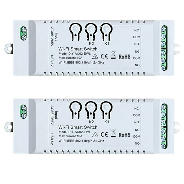 2X Interruptor Inteligente WiFi de 2 Canales, Temporizador DIY, AplicacióN 85-265V, USB, 5V, 2,4G, MóDulo de AutomatizacióN del Hogar WiFi para , Home, IFTT
