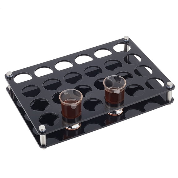 24 Shot Glass Tray Holder Black Bar Acrylic Shot Glasses Holders Wine Glass Cup Serving Tray Cups Organizer Shot Glass Display