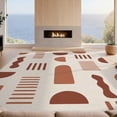 thumbnail image 2 of Design&I 2'x3' Washable Throw Rug Low Profile Daily Traffic Ready Accent Beige Terracotta Geometric Abstract Modern Shapes with Minimalist Design for Hallway, Laundry Room, 2 of 7
