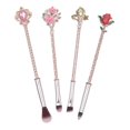 thumbnail image 1 of Rose Eye Makeup Brush Set - 4pcs Wand Makeup Brushes with Soft Synthetic Fiber and Metallic Handle for Eyebrow, Eyeshadow, Foundation, Blending and Li, 1 of 4