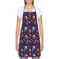 thumbnail image 2 of Naloa 1Pack Adjustable Bib Apron Waterdrop Resistant Cooking Kitchen Aprons for Women Men Chef, mushroom rainbow color Skull Print, 2 of 5